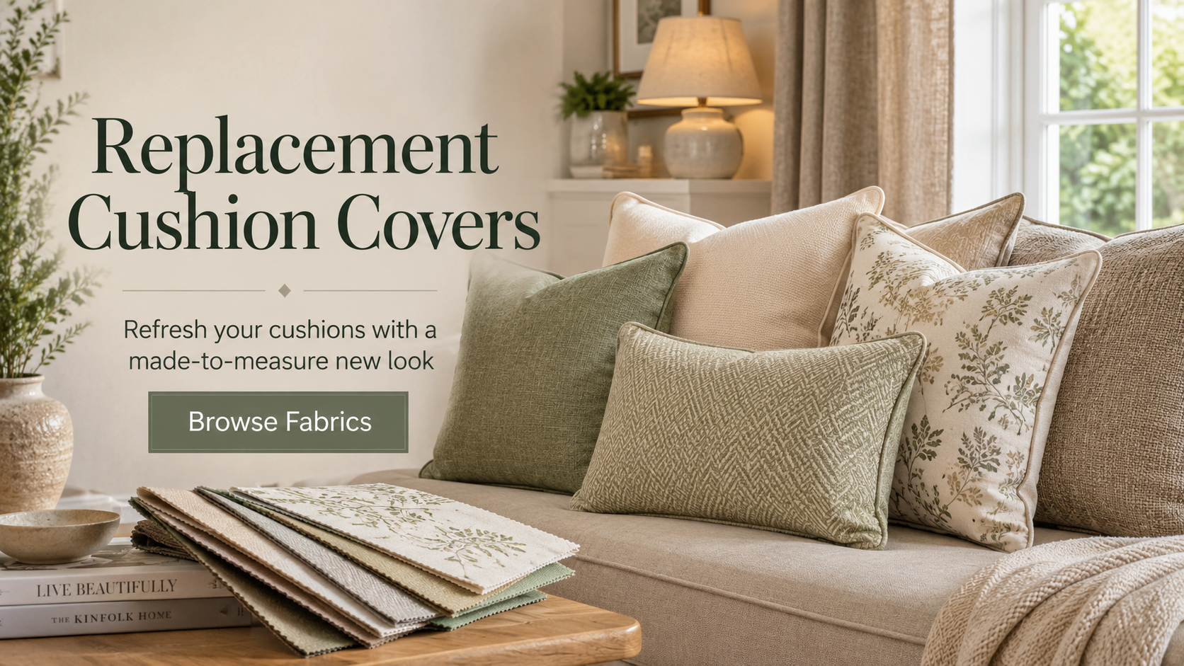 Replacement Cushion Covers Made to Measure Replacement cushion covers made to measure with fabric swatches and refreshed home cushions