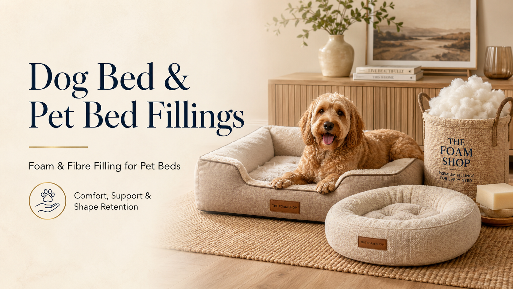 Dog Bed & Pet Bed Fillings | Foam & Fibre Pet Bed Refills Dog bed and pet bed fillings for restoring comfort, support and shape to worn pet beds, with foam and fibre refill options for everyday use.