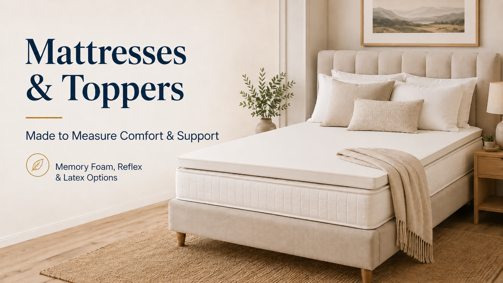 Mattresses and toppers made to measure for better comfort, support and fit, with memory foam, reflex foam and latex options for beds and everyday home use.