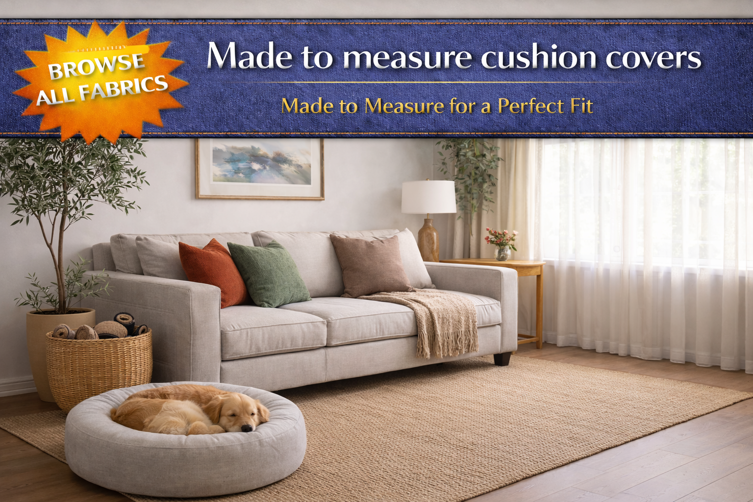 made to measure sofa cushion covers with dog bed in living room custom replacement cushion covers UK